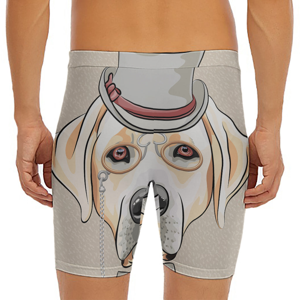 Hipster Labrador Retriever Print Men's Long Boxer Briefs