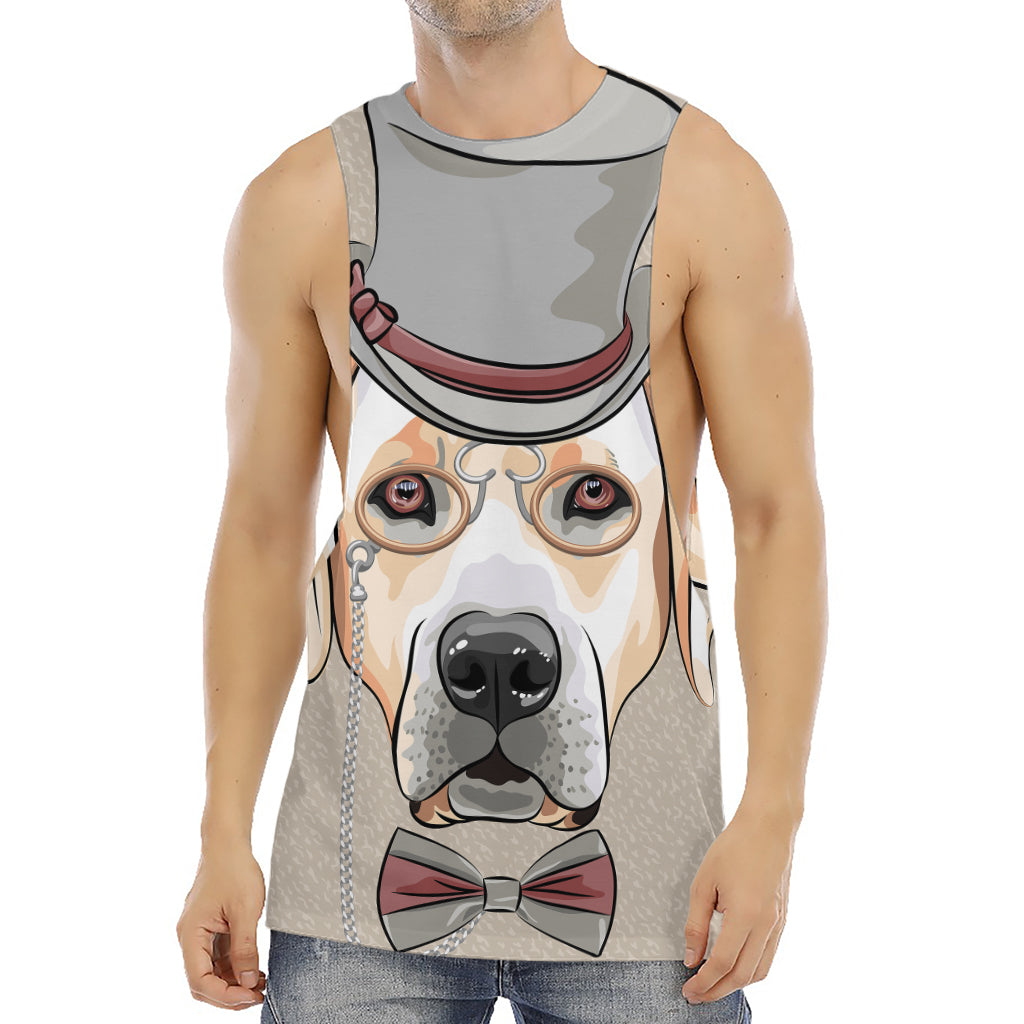 Hipster Labrador Retriever Print Men's Muscle Tank Top