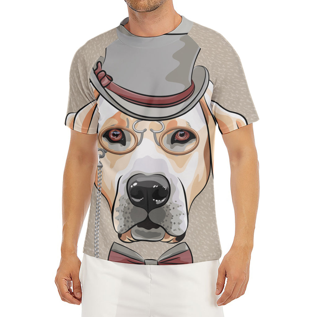 Hipster Labrador Retriever Print Men's Short Sleeve Rash Guard