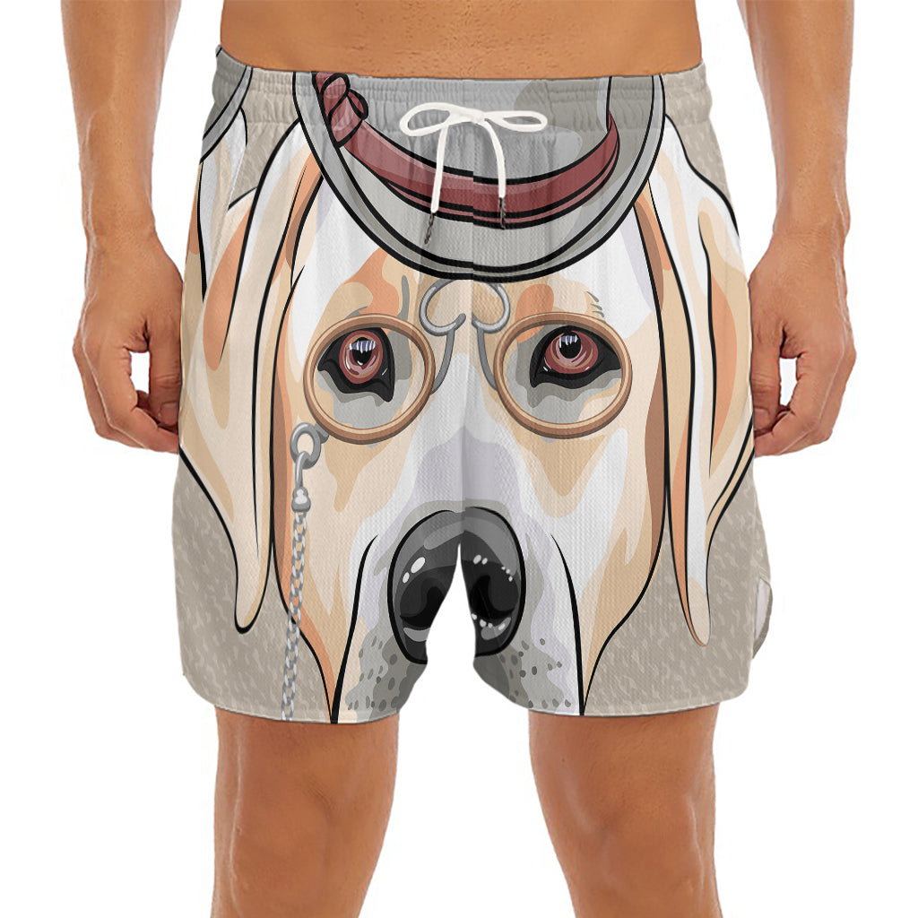 Hipster Labrador Retriever Print Men's Split Running Shorts