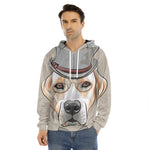 Hipster Labrador Retriever Print Men's Velvet Pullover Hoodie
