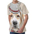 Hipster Labrador Retriever Print Men's Velvet T-Shirt