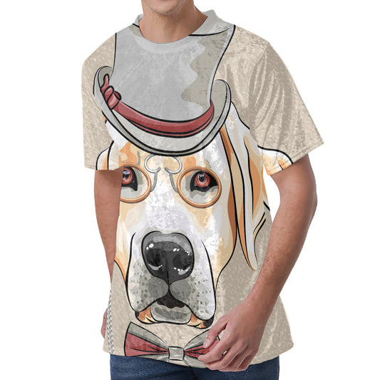 Hipster Labrador Retriever Print Men's Velvet T-Shirt