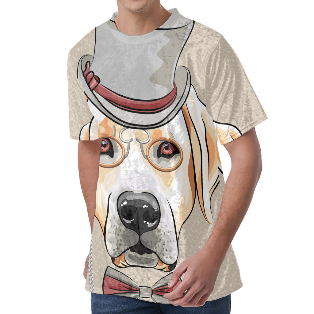 Hipster Labrador Retriever Print Men's Velvet T-Shirt