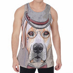 Hipster Labrador Retriever Print Men's Velvet Tank Top