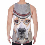 Hipster Labrador Retriever Print Men's Velvet Tank Top