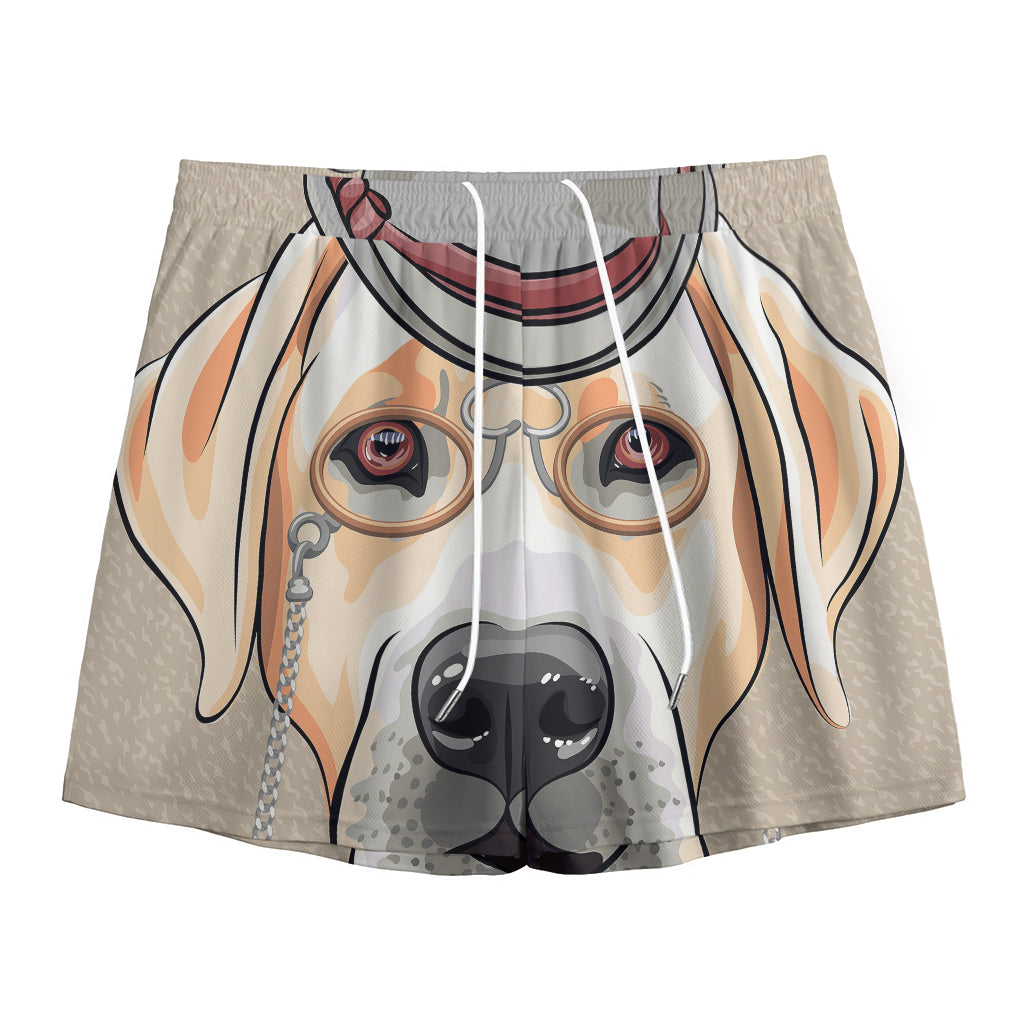 Hipster Labrador Retriever Print Mesh Shorts