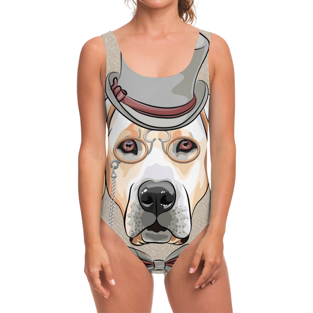 Hipster Labrador Retriever Print One Piece Swimsuit