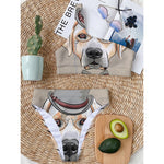 Hipster Labrador Retriever Print One Shoulder Bikini Top