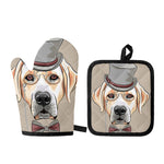 Hipster Labrador Retriever Print Oven Mitt And Pot Holder Set