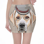 Hipster Labrador Retriever Print Pencil Mini Skirt
