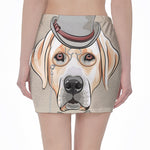 Hipster Labrador Retriever Print Pencil Mini Skirt