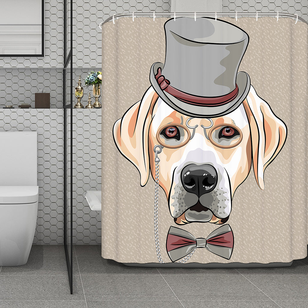 Hipster Labrador Retriever Print Polyester Shower Curtain