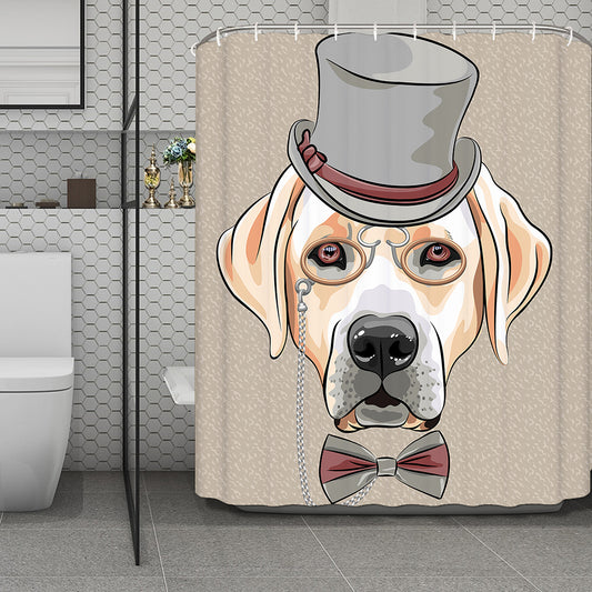 Hipster Labrador Retriever Print Polyester Shower Curtain