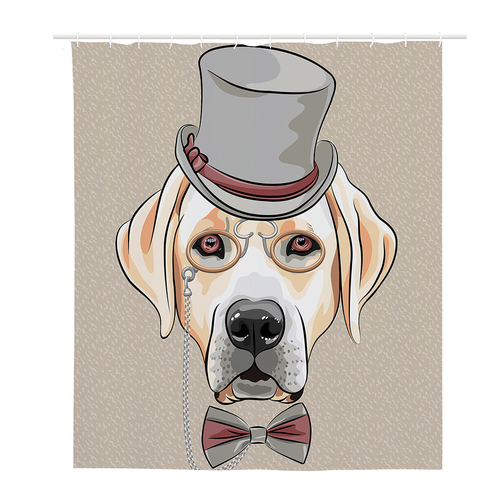 Hipster Labrador Retriever Print Polyester Shower Curtain