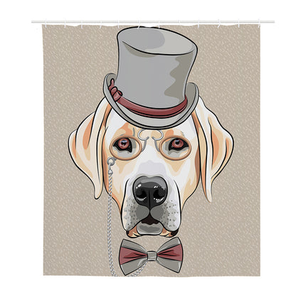Hipster Labrador Retriever Print Polyester Shower Curtain