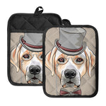 Hipster Labrador Retriever Print Pot Holders With Pocket