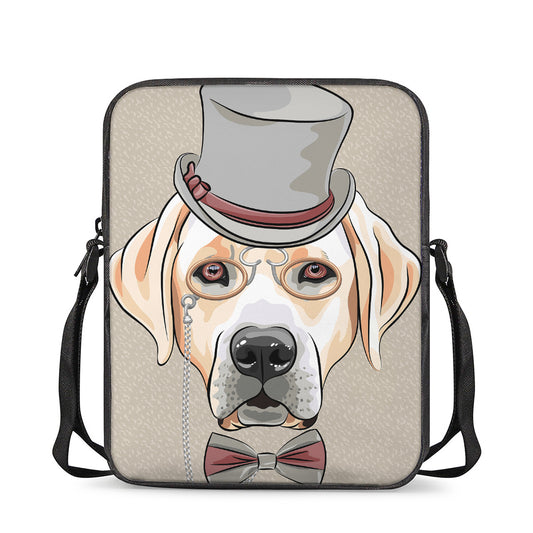Hipster Labrador Retriever Print Rectangular Crossbody Bag