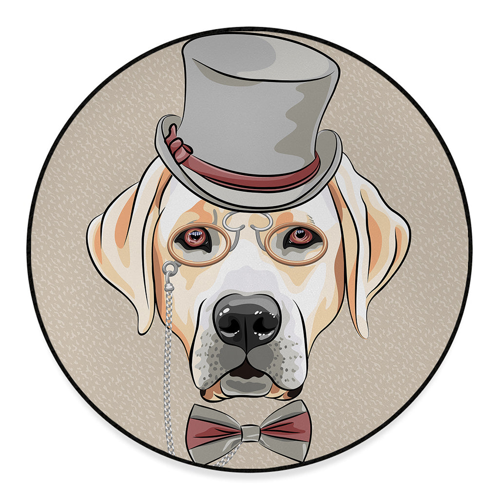 Hipster Labrador Retriever Print Round Floor Mat