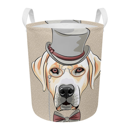 Hipster Labrador Retriever Print Round Laundry Basket