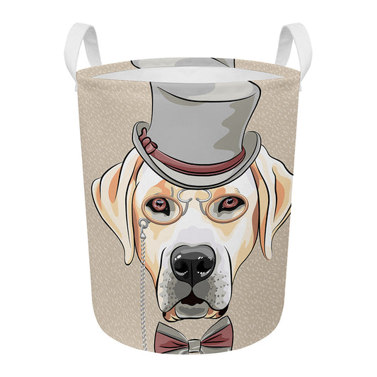 Hipster Labrador Retriever Print Round Laundry Basket