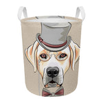 Hipster Labrador Retriever Print Round Laundry Basket