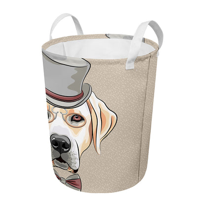 Hipster Labrador Retriever Print Round Laundry Basket