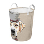 Hipster Labrador Retriever Print Round Laundry Basket