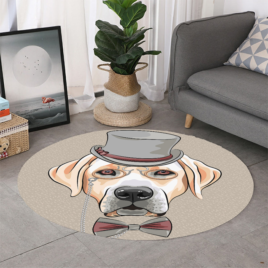 Hipster Labrador Retriever Print Round Rug