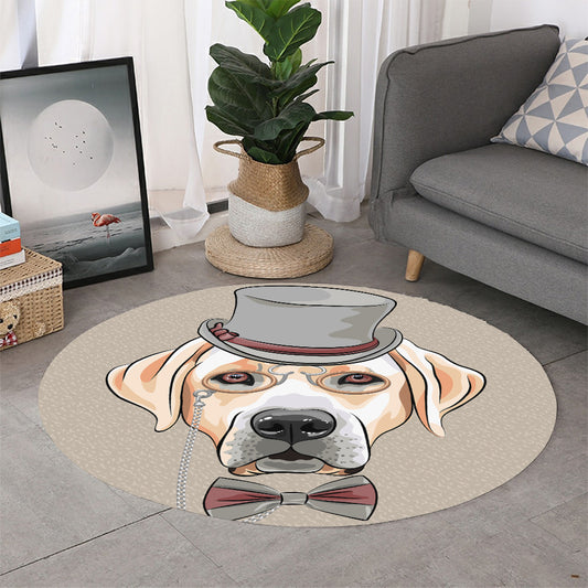 Hipster Labrador Retriever Print Round Rug
