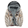 Hipster Labrador Retriever Print Sherpa Lined Zip Up Hoodie