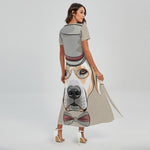 Hipster Labrador Retriever Print Short Sleeve Maxi Dress