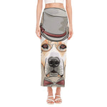 Hipster Labrador Retriever Print Side Slit Maxi Skirt