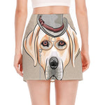 Hipster Labrador Retriever Print Side Slit Mini Skirt