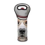Hipster Labrador Retriever Print Single Neoprene Wine Tote