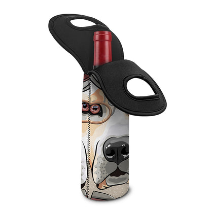 Hipster Labrador Retriever Print Single Neoprene Wine Tote