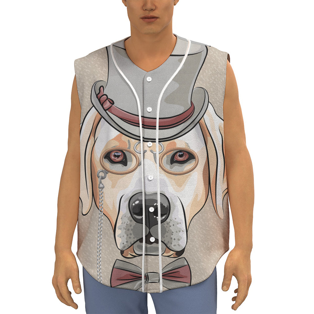 Hipster Labrador Retriever Print Sleeveless Baseball Jersey