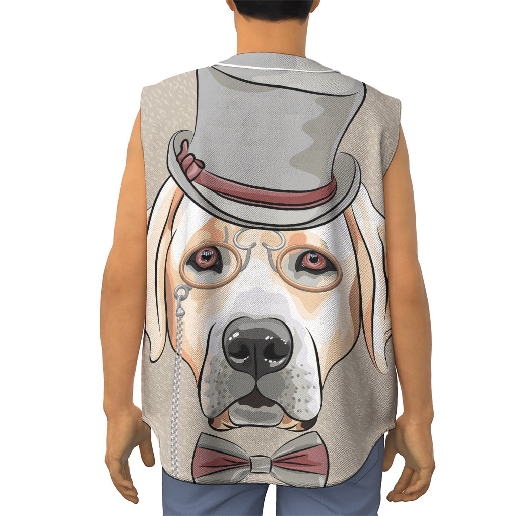 Hipster Labrador Retriever Print Sleeveless Baseball Jersey