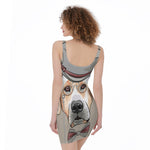 Hipster Labrador Retriever Print Sleeveless Bodycon Dress