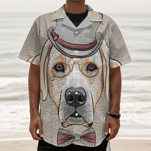 Hipster Labrador Retriever Print Textured Short Sleeve Shirt