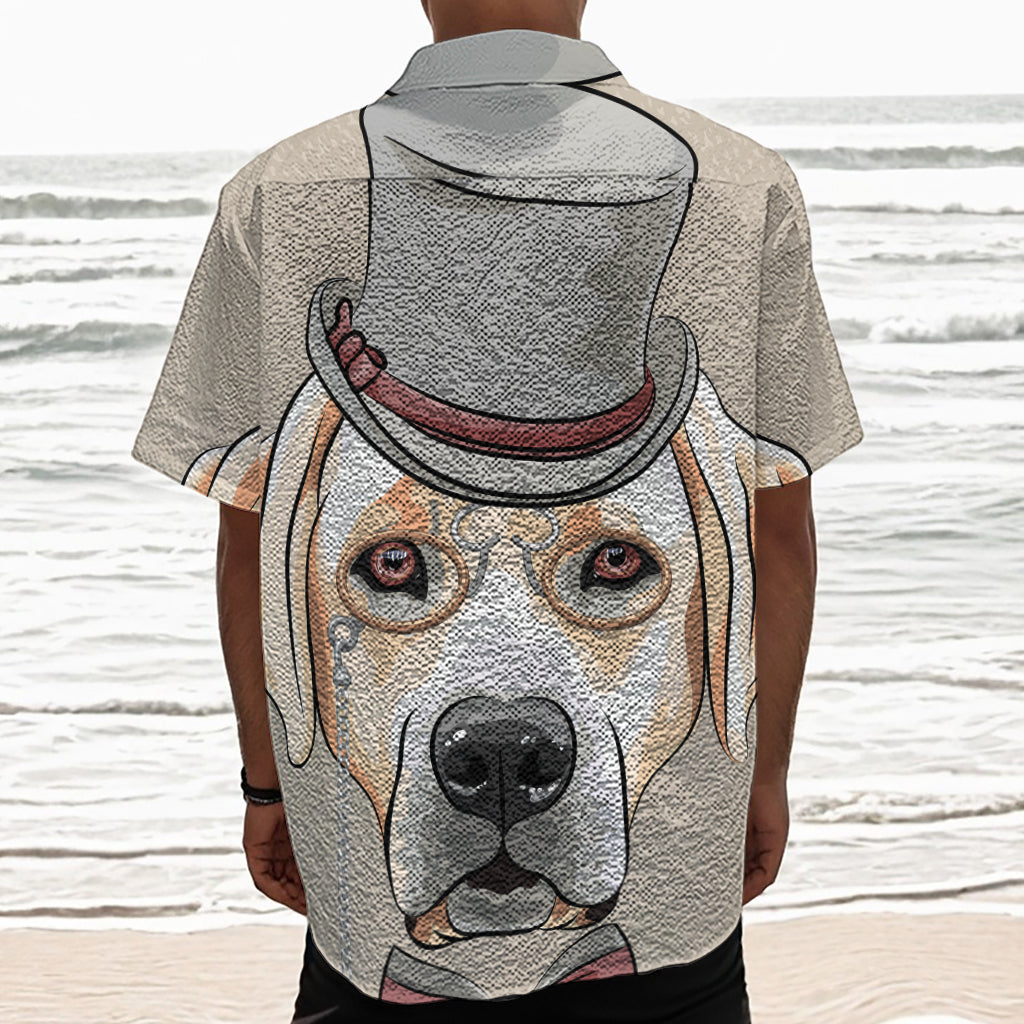 Hipster Labrador Retriever Print Textured Short Sleeve Shirt