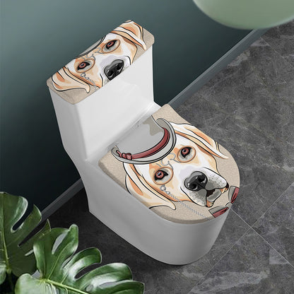 Hipster Labrador Retriever Print Toilet Lid And Tank Cover Set