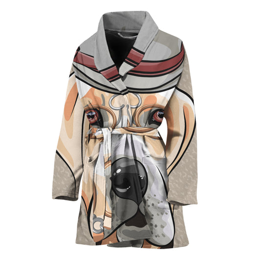 Hipster Labrador Retriever Print Women's Bathrobe