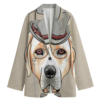 Hipster Labrador Retriever Print Women's Blazer