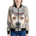Hipster Labrador Retriever Print Women's Bomber Jacket
