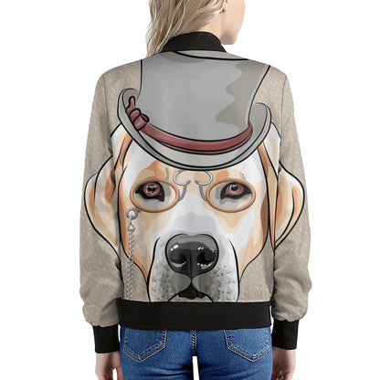 Hipster Labrador Retriever Print Women's Bomber Jacket