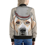 Hipster Labrador Retriever Print Women's Bomber Jacket