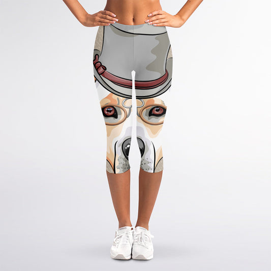 Hipster Labrador Retriever Print Women's Capri Leggings