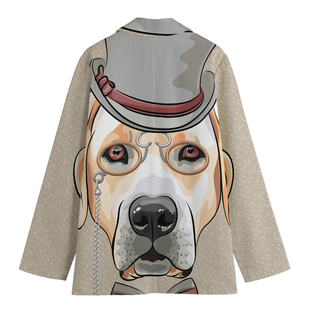 Hipster Labrador Retriever Print Women's Cotton Blazer
