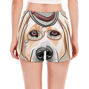 Hipster Labrador Retriever Print Women's Split Running Shorts